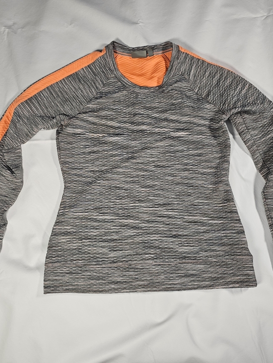 Athleta Tops - Athleta Long Sleeve Athletic Top Medium Gray Orange Stretch